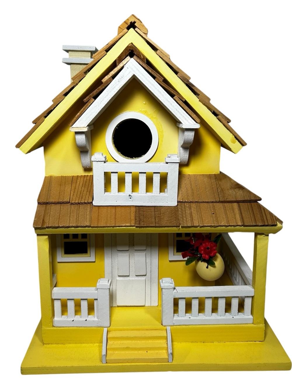 Home Bazaar Flower Pot Cottage Bird House, Yellow